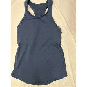 Lululemon Tank Top Womens 4 Blue Racerback Built In Bra Yoga Athletic Final Lap